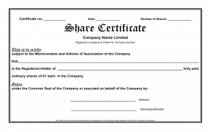 share certificate for uk company