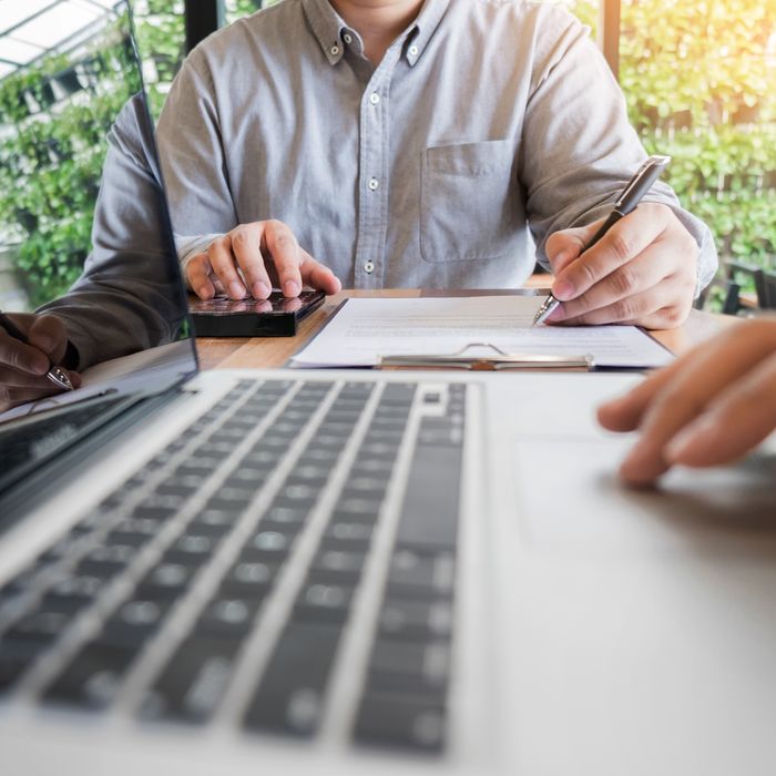 businessman ordering address services for online businesses