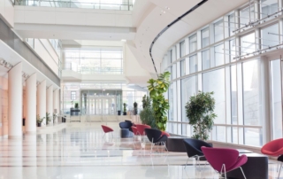 Modern virtual office interior with professional business workspace